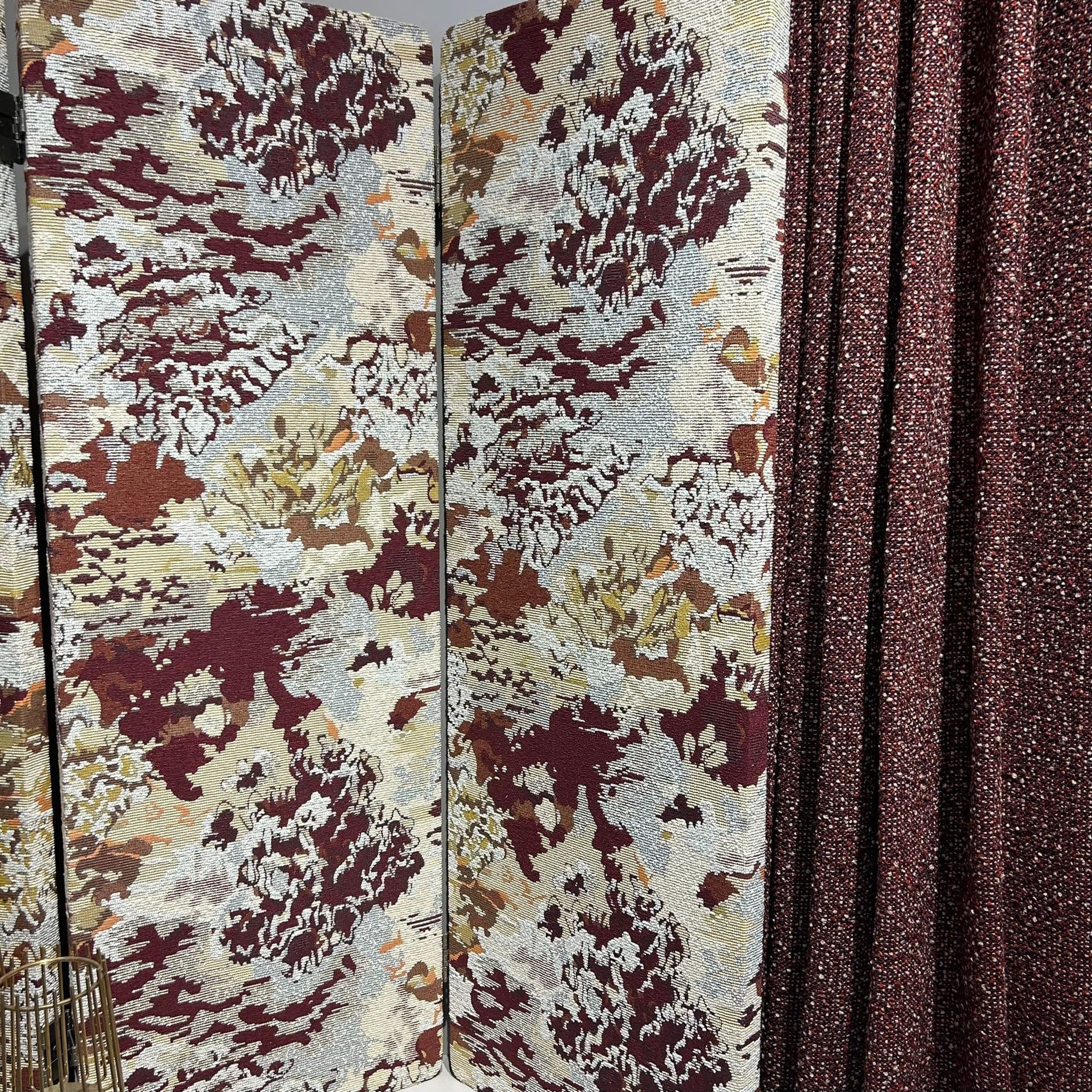 142cm width, vintage style armchair fabric, chenille linen texture, abstract lotus pattern sofa fabric.