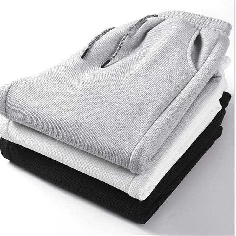 Men's Casual Trendy Waffle Knit Joggers - Four-Season Loose Fit, Thin & Breathable Sweatpants