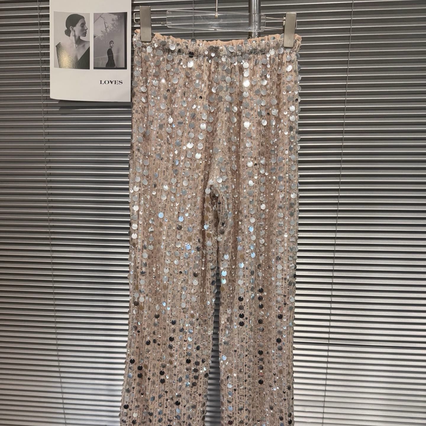 2026 Summer New Heavy-Duty Full-Sequin Sparkle Straight-Leg Pants Vacation Atmosphere Floor-Length Pants