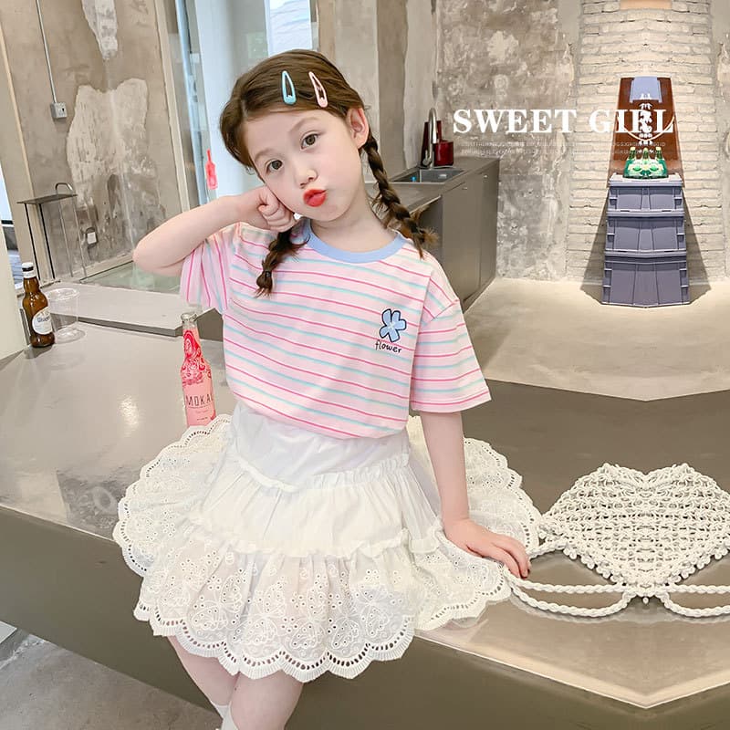 100% Cotton Striped Girls Short Sleeve T-Shirt Summer 2026 New Children Kids Cotton Top Wholesale