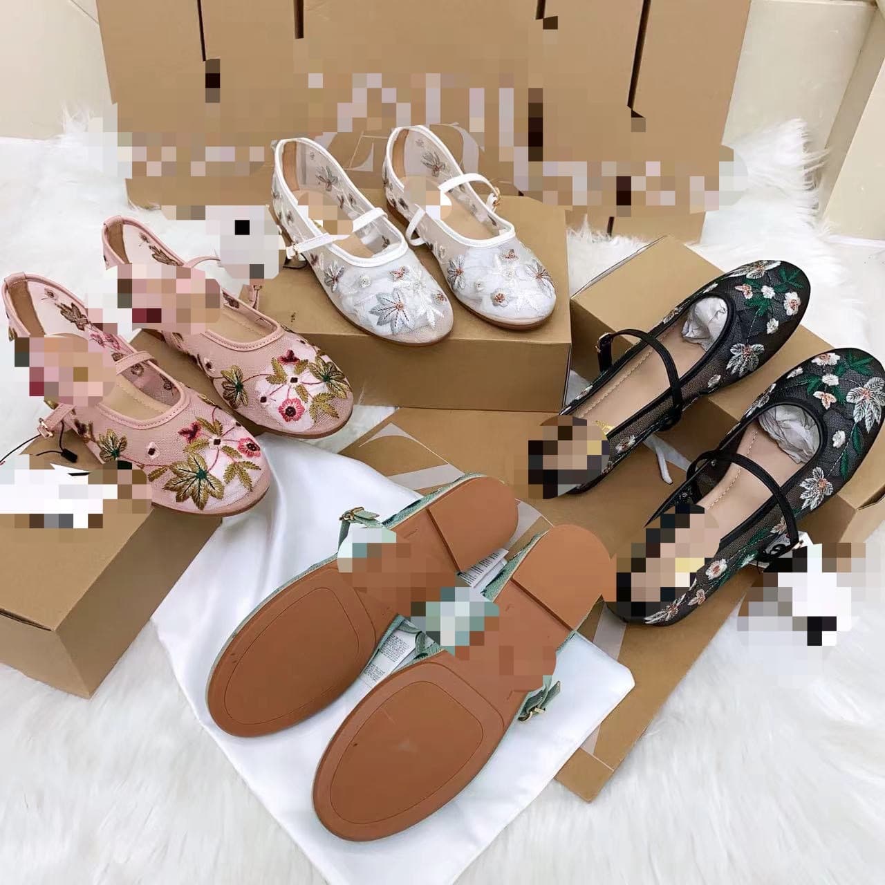 2026 Floral Embroidered Mesh Mary Jane Flats Wholesale