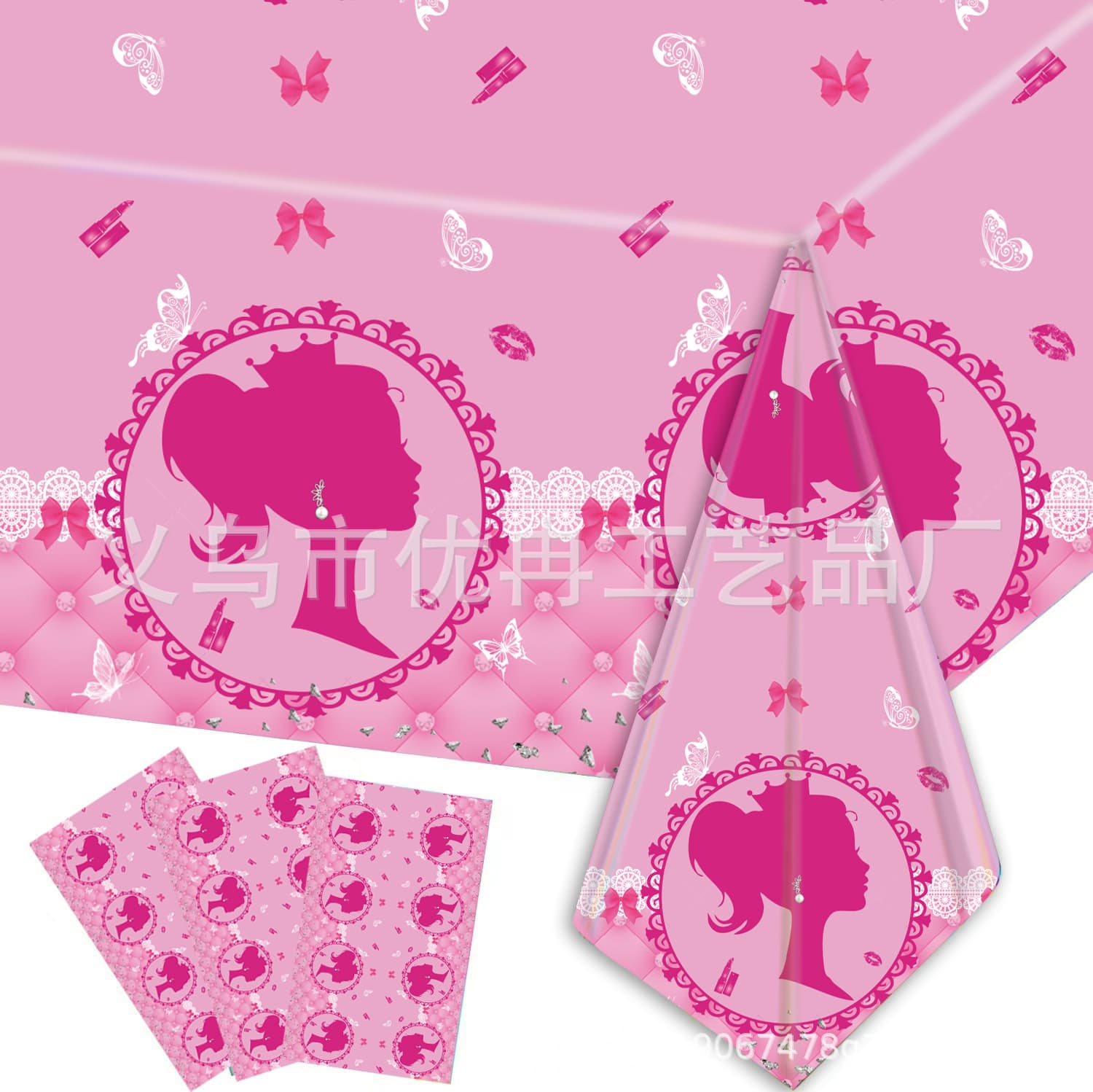 Pink Barbie Girl Theme 137*274cm Disposable PE Plastic Tablecloth - Party Decoration Supplies