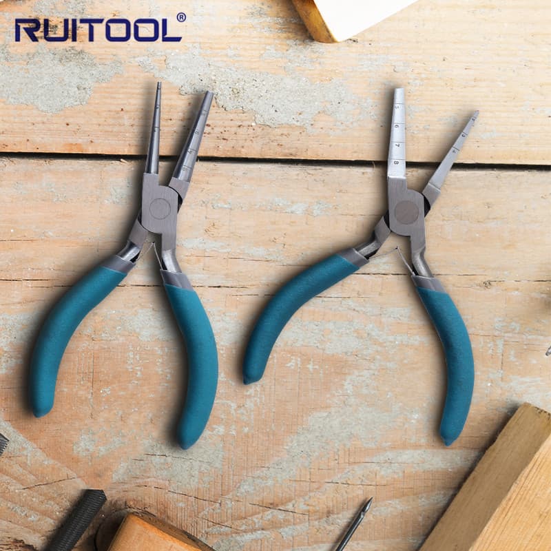 6-inch Double Round Double Square Winding Pliers with Scale, Multi-functional Round Nose Pliers, Coiling Pliers, DIY Tools for Jewelry Handmade