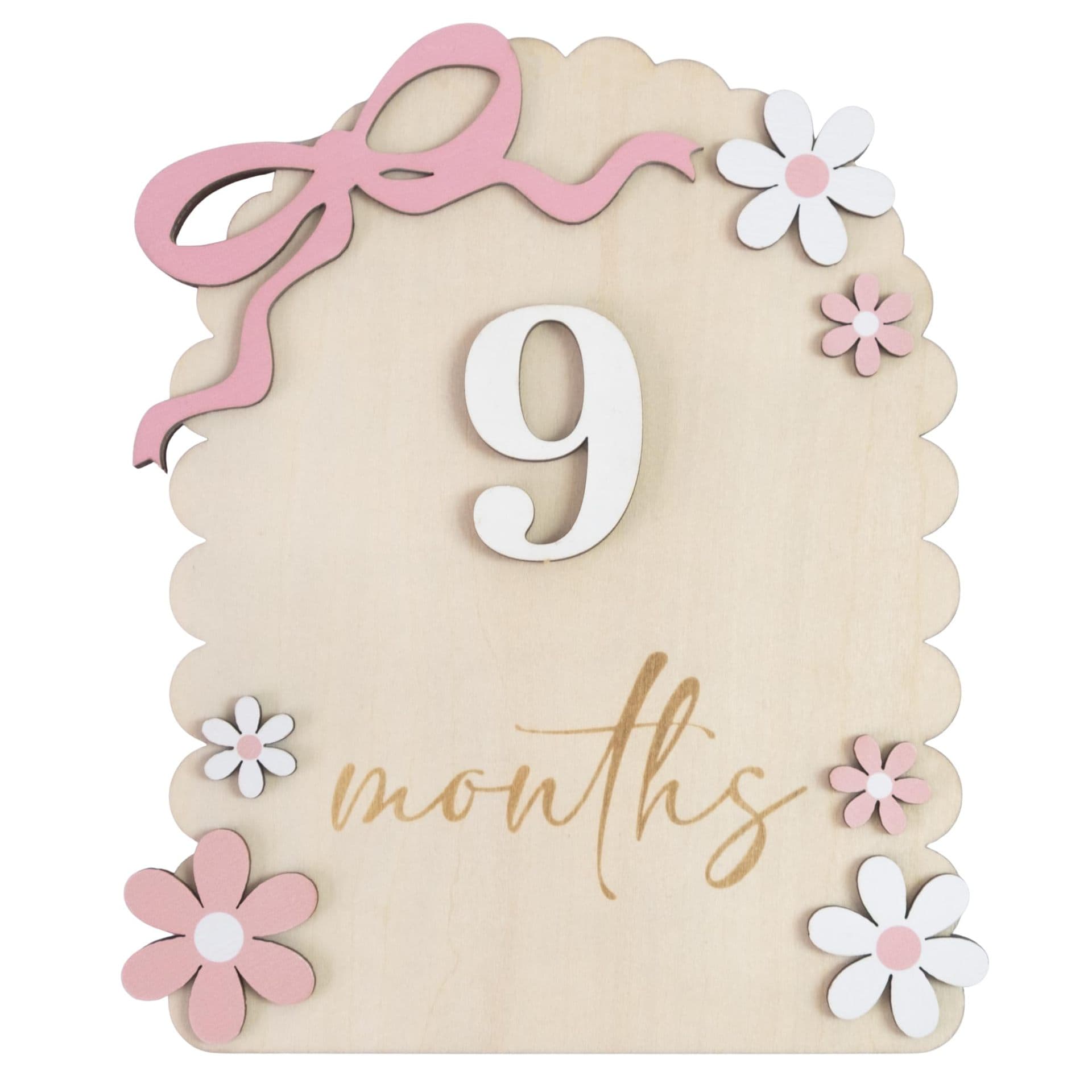 Baby Shower Hello World Newborn Wooden Sign Pink Bow Baby Growth Souvenir for Mom