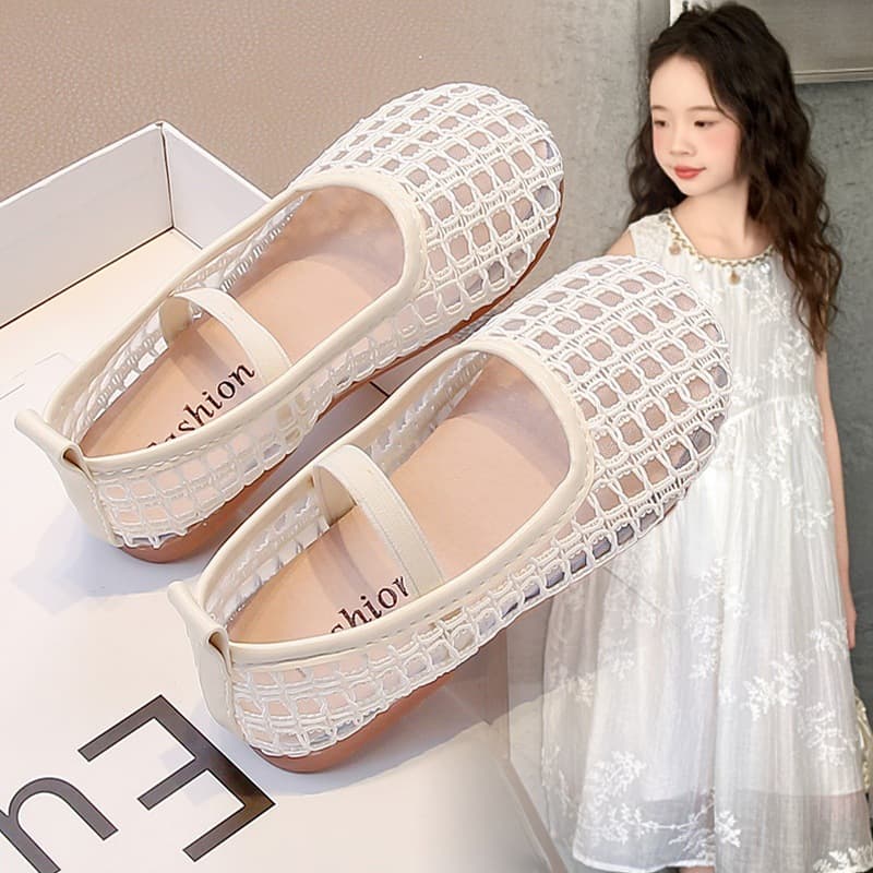 Girls' Sandals 2026 Summer New Children's Mesh Hollow Shoes for Middle and Older Girls Fishnet Mary Jane Shoes
