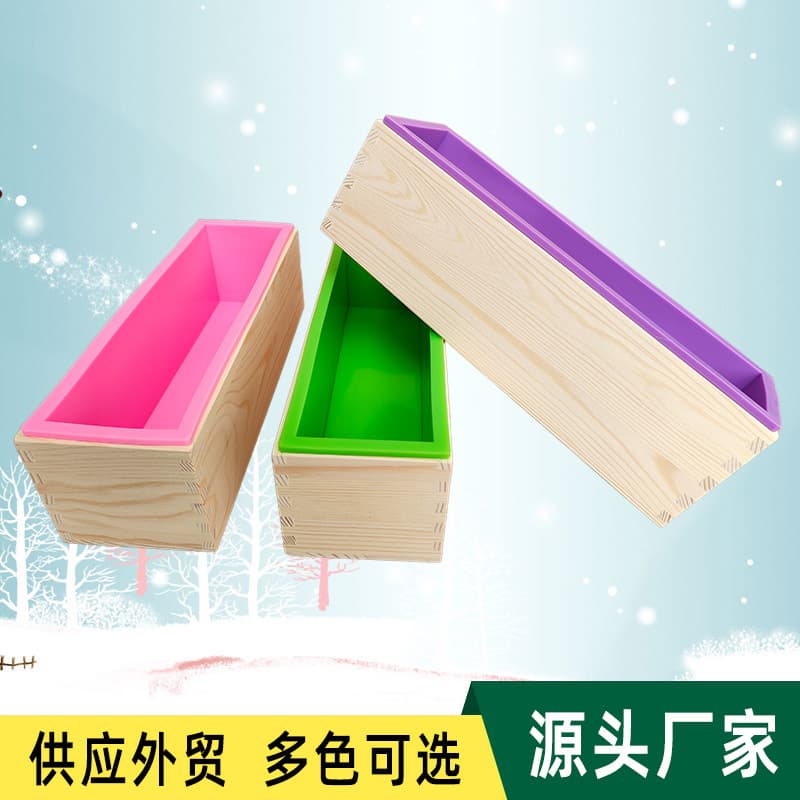 Handmade soap mold wooden rectangular silicone mold diy making tool 1200g cold soap wooden box toast mold