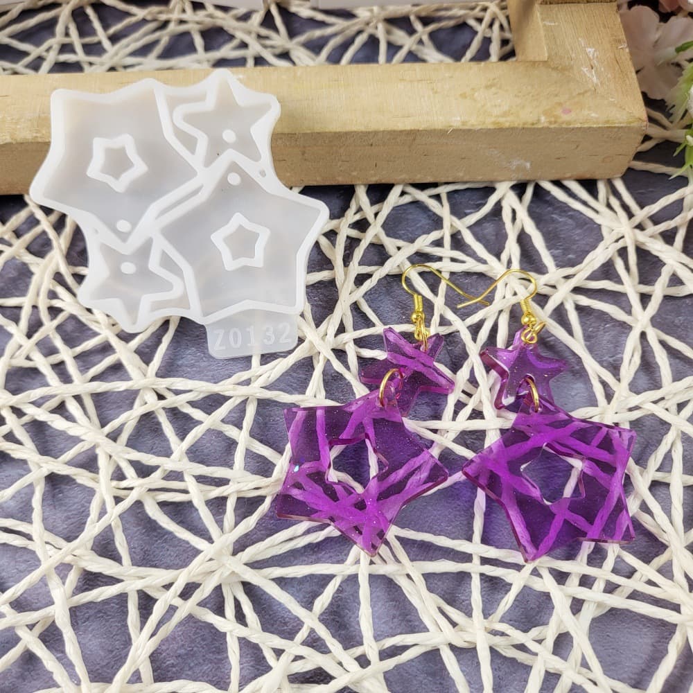 Z0132 Large and Small Five-Pointed Star Combination Pendant Mold Crystal Epoxy Silicone Mold DIY Decoration Silicone Mold