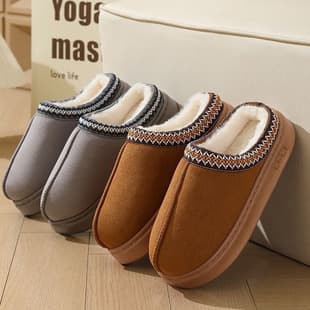 Supply Cross-Border Wholesale Fleece Slippers 2026 New Warm Women's Anti-Slip Winter Indoor Home Winter Slippers