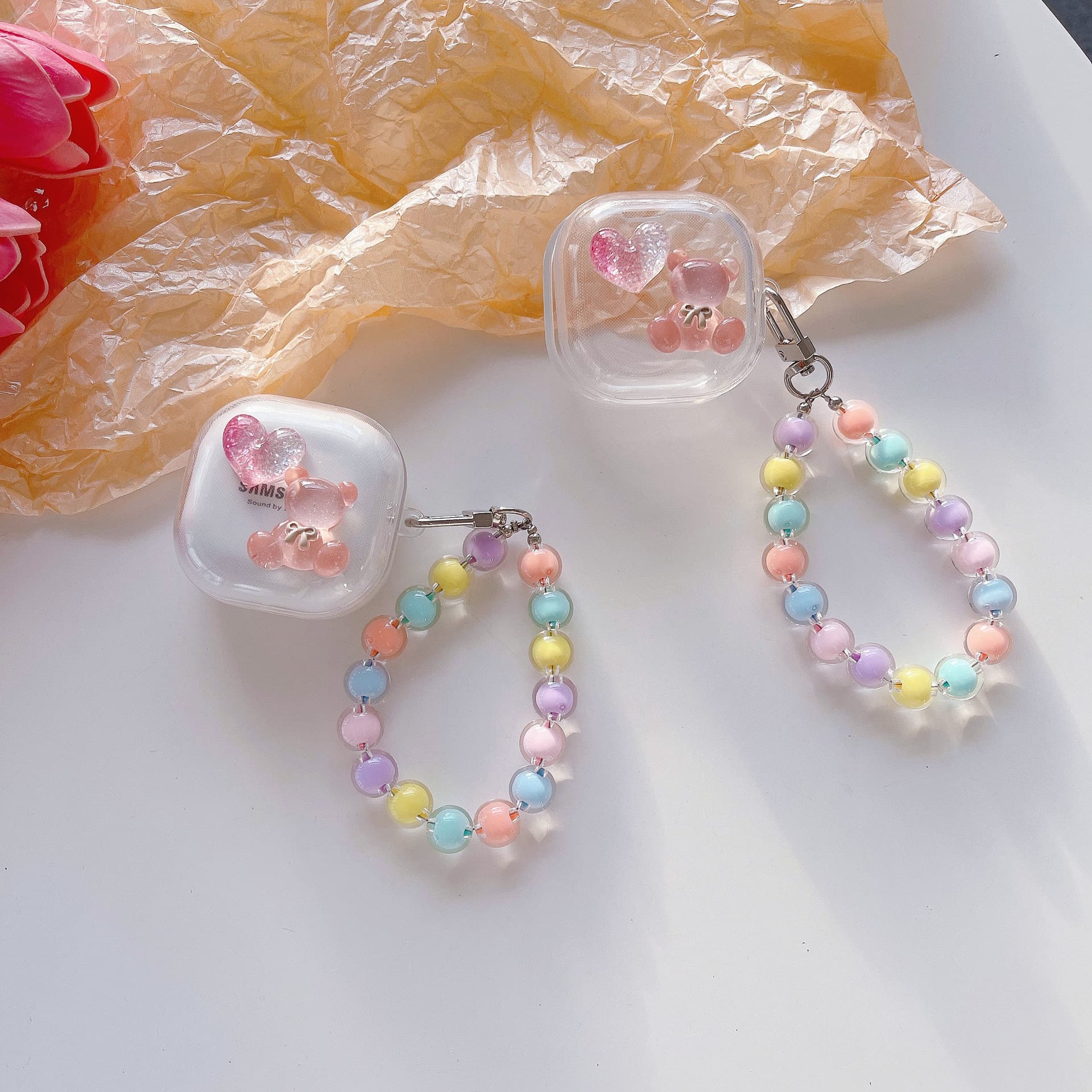 Transparent Bluetooth Case for Samsung Galaxy Buds Pro / Galaxy Buds Live with Love Bear Design