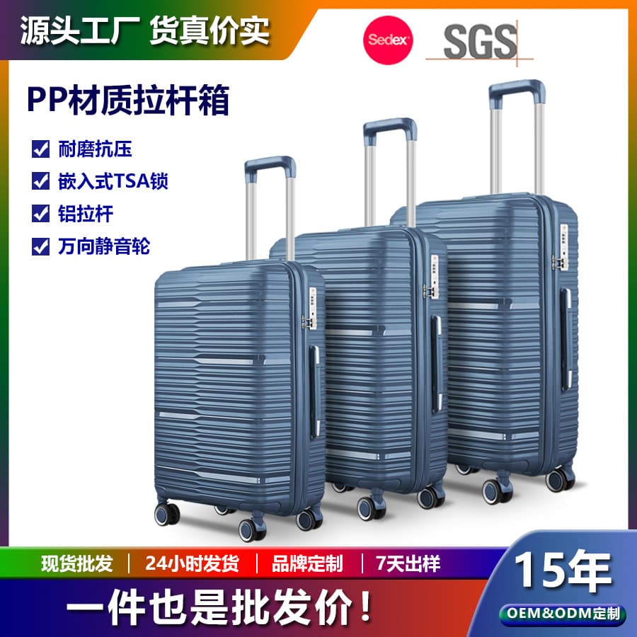 PP Luggage Set of 3 Spinner Suitcases 360° Wheels Scratch-Resistant Large Capacity TSA Lock Travel Suitcase Carry-On