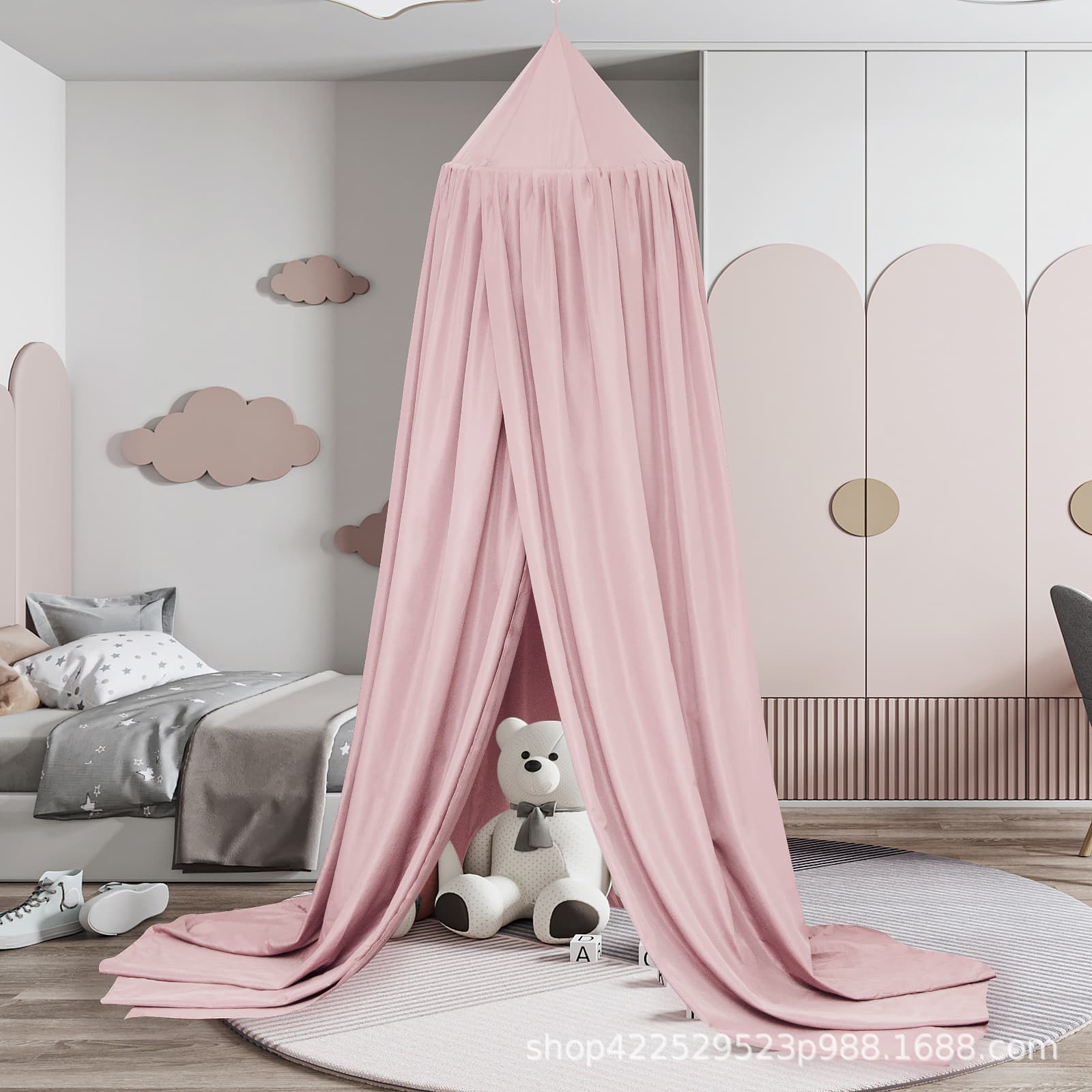 White spot cross-border small volume dome curtain multi-color polyester bed curtain children's room book corner decoration round tent