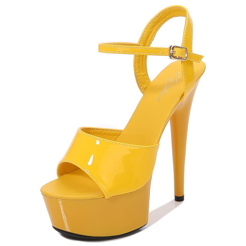 Runway Model High Heels Stiletto Sexy Black Platform 15cm Ultra-High Heel Sandals Women Summer