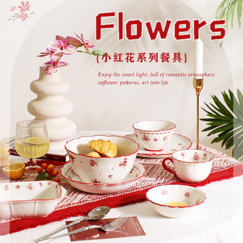 Palace-style Double-handled New Ceramic Tableware, Plates, Rice Bowls, Home Creative Edge Baking Pan, Flat Plate, Salad Bowl