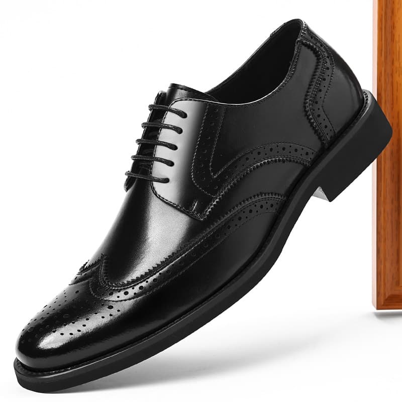 Three-Joint Men's Formal Leather Shoes, Groom Wedding Best Man Business Casual Leather Shoes, Drop Shipping