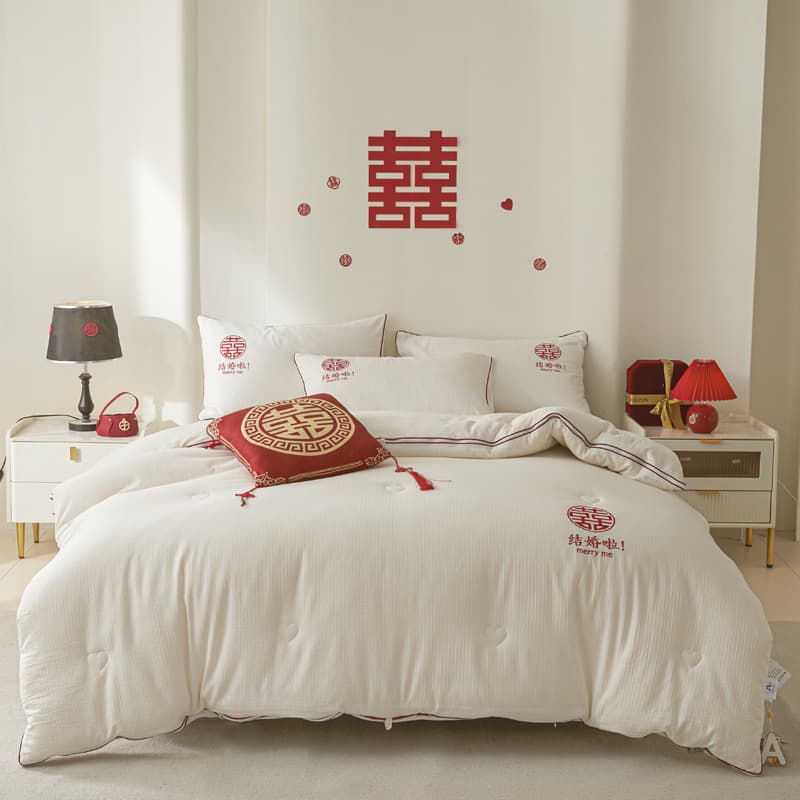 2025 A-Class All-Cotton Washed Jacquard Wedding Quilt Core, 55% Soybean Series - Mother-Child Duvet