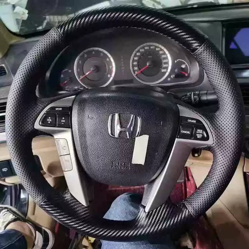 Honda 8th Generation Accord Steering Wheel Cover Genuine Leather 08-09-10-14 Odyssey Grip Hand Stitched Full Wrap