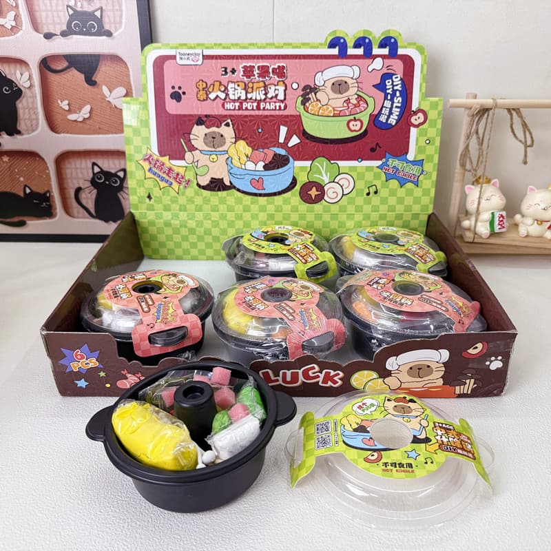 Fun Kids DIY Craft Toy Set Apple Meow Series Hot Pot Party Slime Toy Set Wholesale