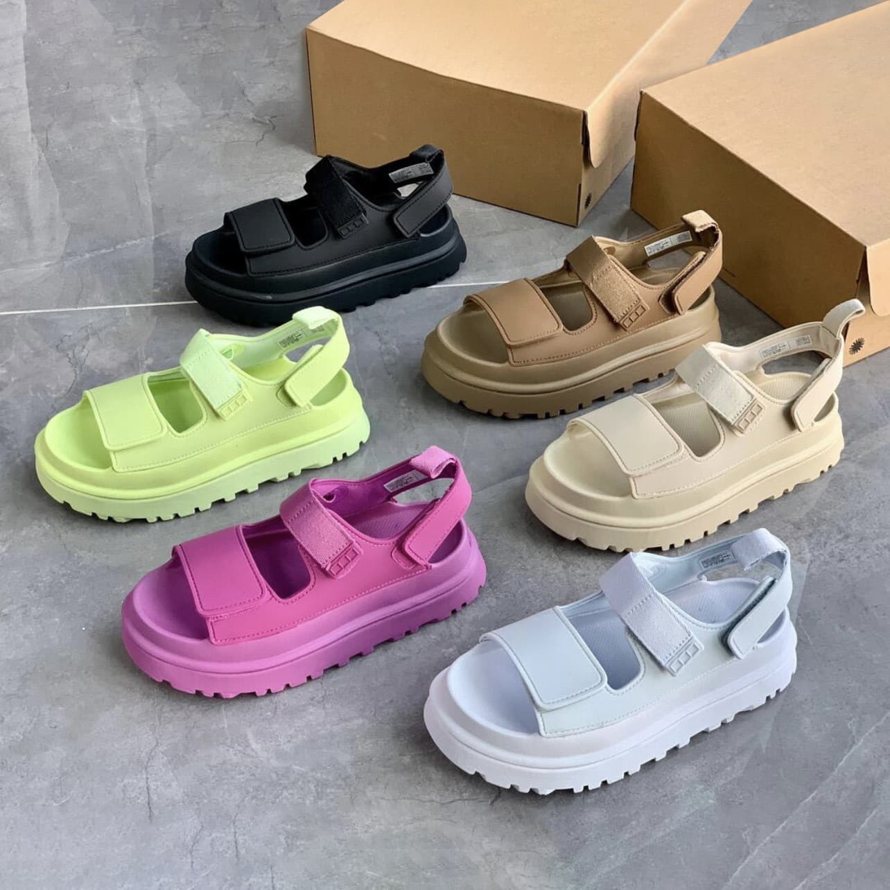 2025 Spring/Summer New Dopamine Beach Sandals for Women, Short-Friendly Thick Sole Casual Velcro One-Strap Fashion Sandals