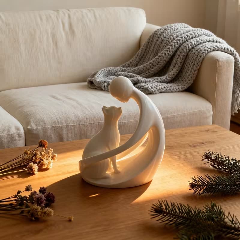 Cross-border new product human and cat statue ornaments modern abstract desktop ornaments decorative statues for pet lovers