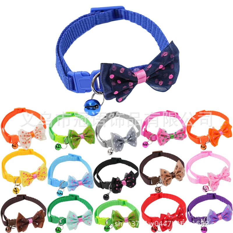 Factory Direct Pet Collar Cat Collar Bow Tie Adjustable Bell Collar Dog Collar Hot Selling
