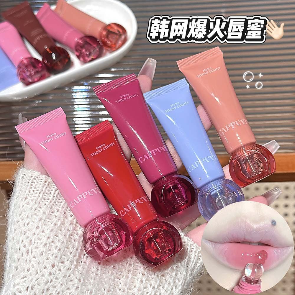 Cappuvini Ice Crystal Glossy Lip Glaze Water Light Moisturizing Clear Korean Mirror Nude Makeup Natural Lip Gloss
