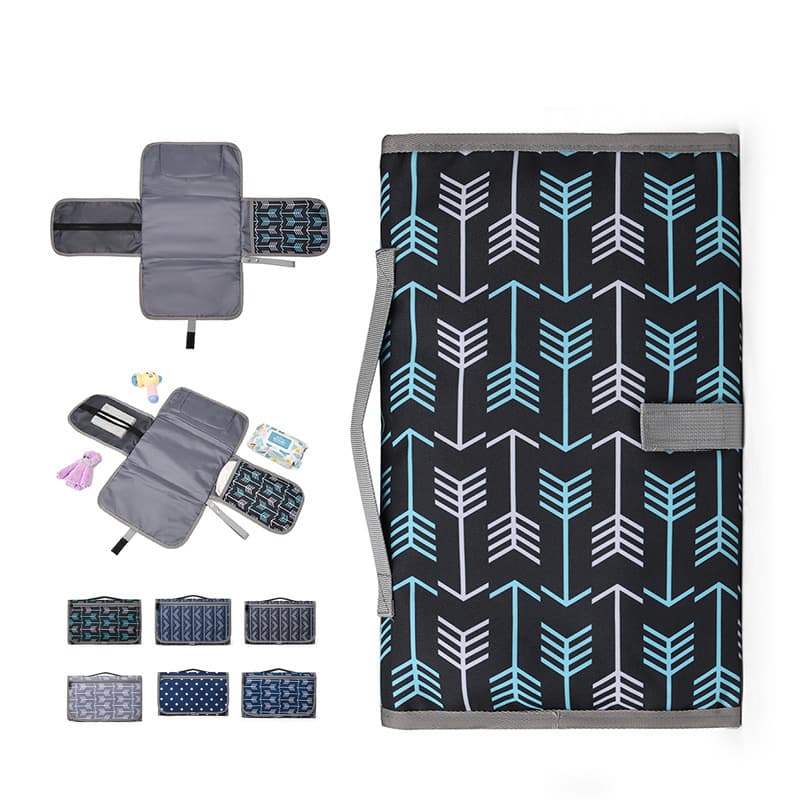 Baby Portable Diaper Bag Changing Pad Cross-Border Generation Baby Mom Portable Diaper Changing Three-Fold Storage Bag