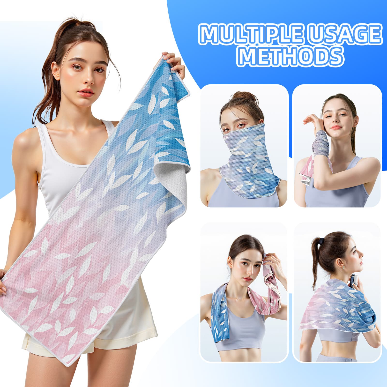 [Cool technology fabric] Printed quick-drying towel, gym equipment pad, polyester printed sports towel