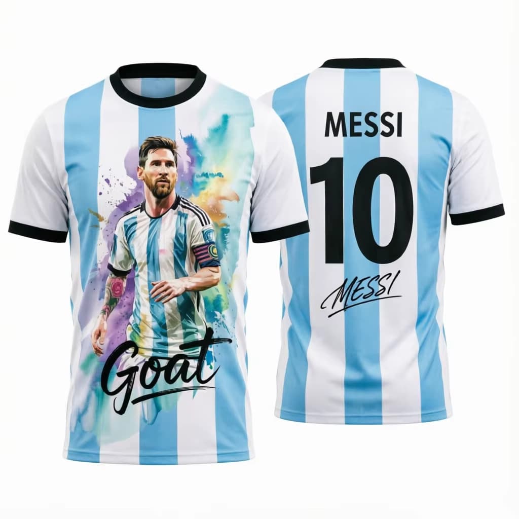 Amazon Hot Sale 2026 World Cup Argentina Team 3D Digital Printed Breathable Needle Eye Short Sleeves