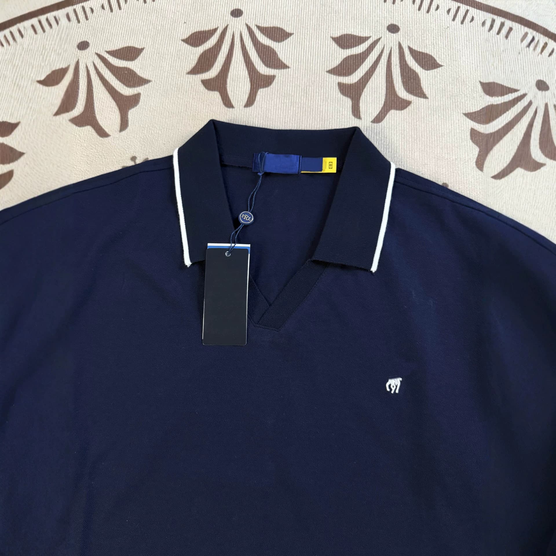 RL Raff pony logo pure cotton pique shrink threaded lapel color insert embroidery short-sleeved t-shirt POLO shirt top for men