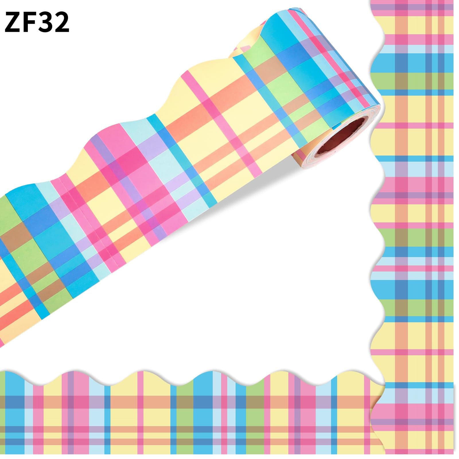 Candy Color Plaid Easter Notice Board Border Sticker DIY Window Wall Blackboard Decoration Sticker