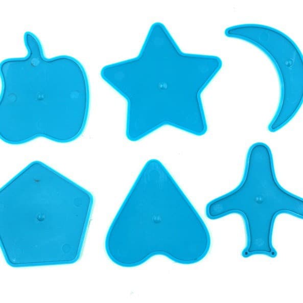 6-pack children's personalized hair cutting molds with pattern designs for styling.