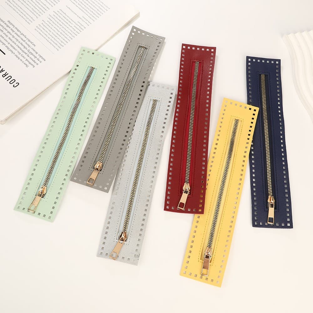 27cm extended leather PU zipper with large hole zipper accessories for handmade crochet bags DIY zipper strip wholesale
