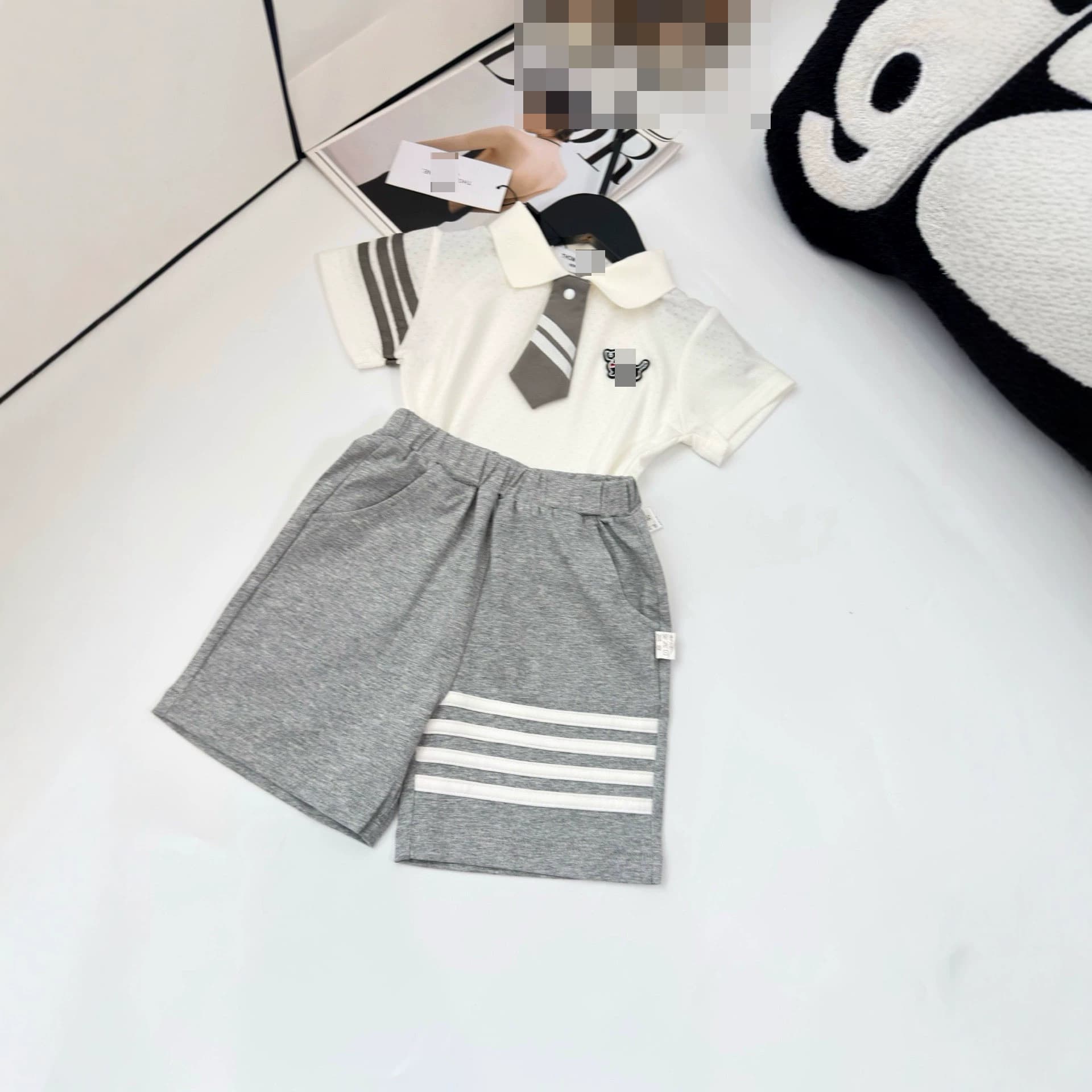 Boys Summer Set, Kids 2026 Handsome Boy Clothes, Trendy Summer Boy Collar Top + Shorts
