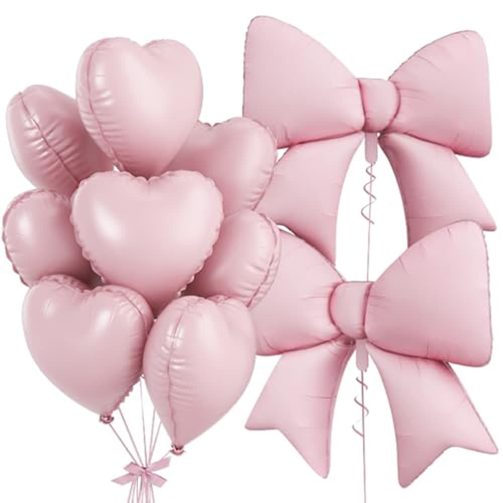 Bow Set Aluminum Foil Balloons for Baby Birthday Party Decoration, Wedding, Valentine's Day, Helium Floating Balloons