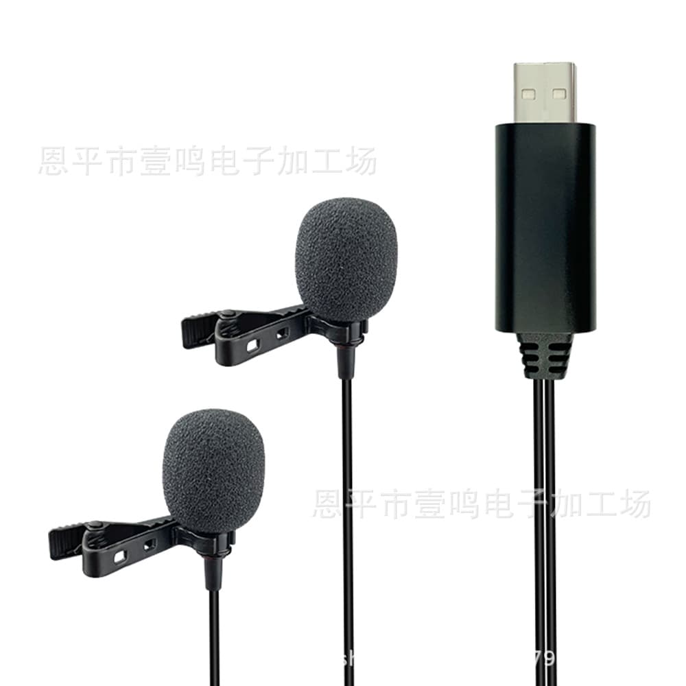 USB Lavalier Microphone Dual Mic Version for PC Video Conference Voice Recording Teaching Gaming PS4 PS5
