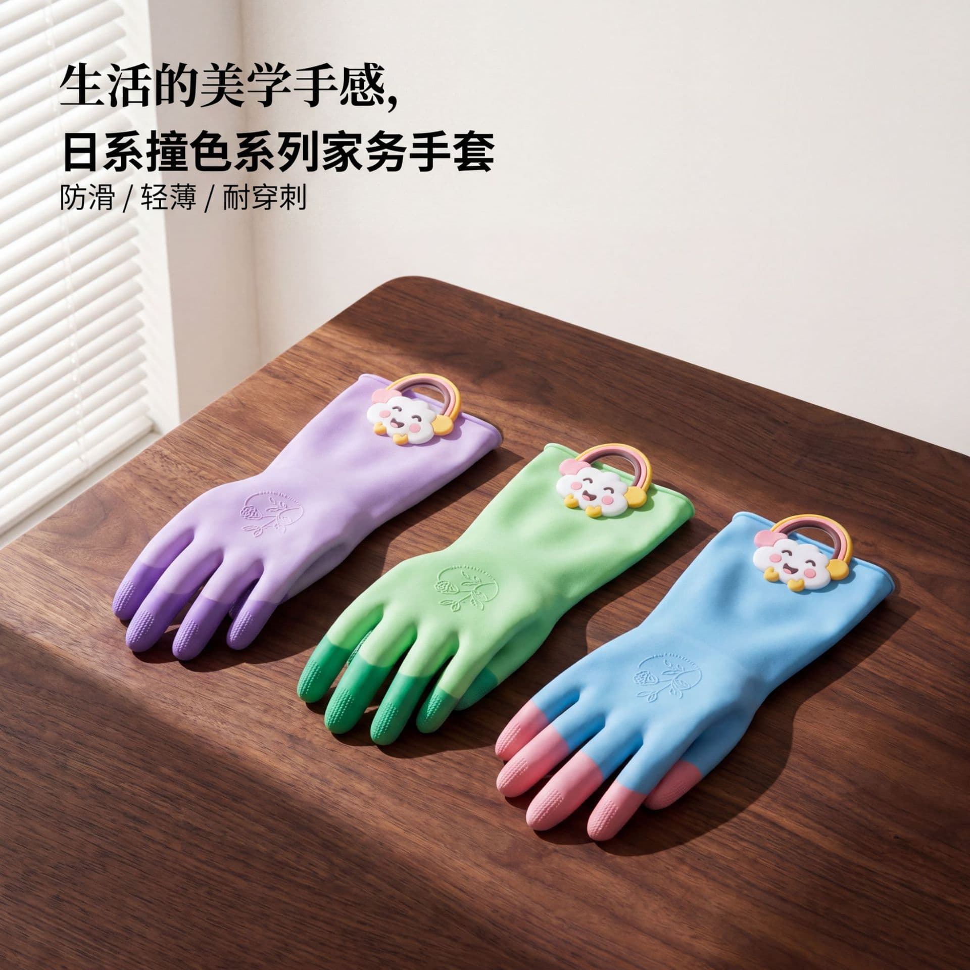 Latex Gloves Latex Dishwashing Gloves Summer Thin Wear-Resistant Waterproof Cleaning Labor Protection Kitchen Household Small Hands Gloves