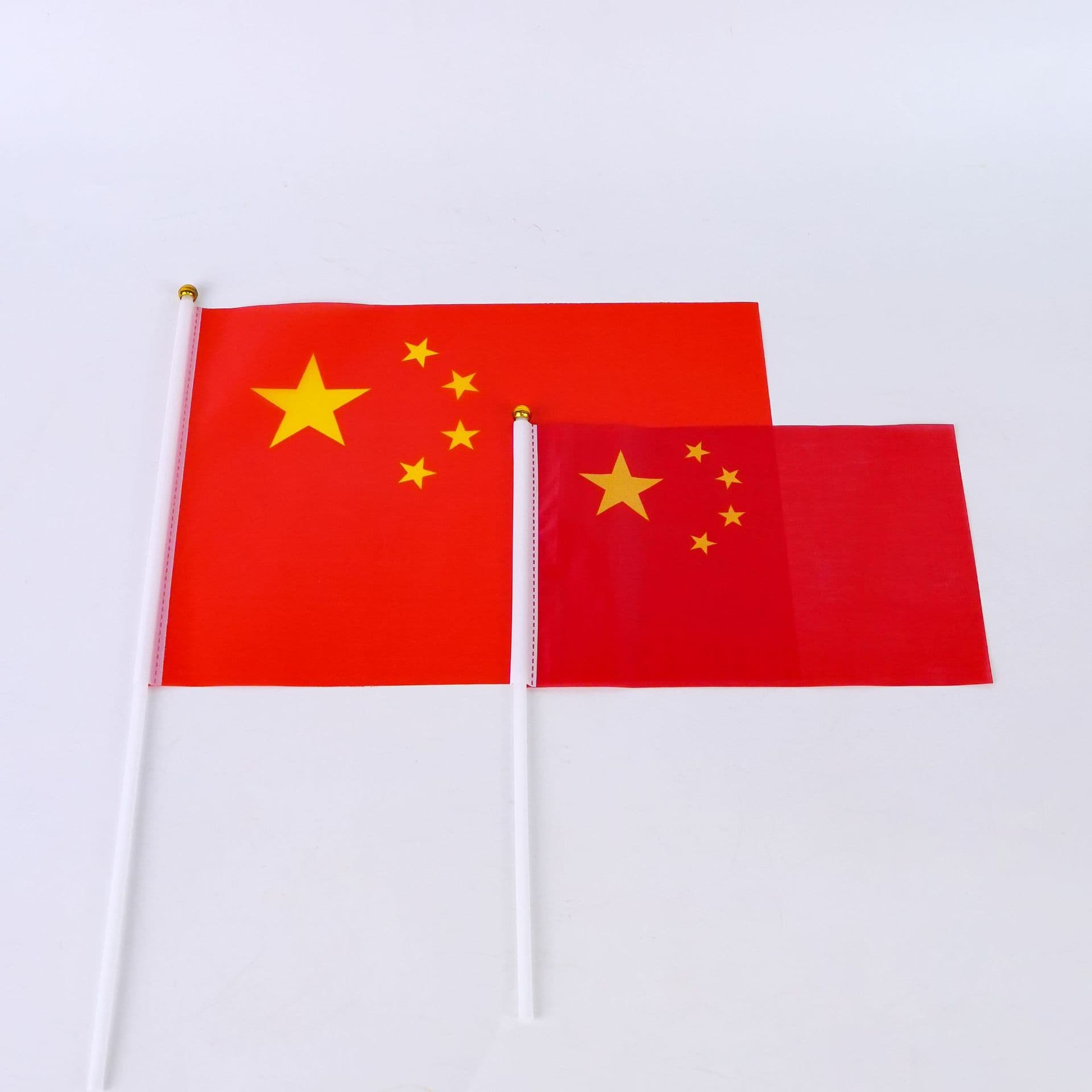 Wholesale Chinese National Flag Handheld No.7 & No.8 Small Red Flags, National Day Decoration with Pole Hand-Waving Flag, Flag Strings, Face Stickers