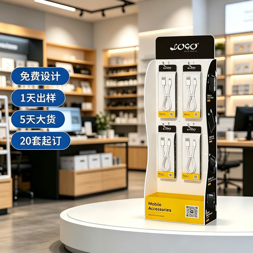 Mobile Phone Accessories Charger Display Case PVC Vertical Stand for Street Stall Product Advertising Display Rack