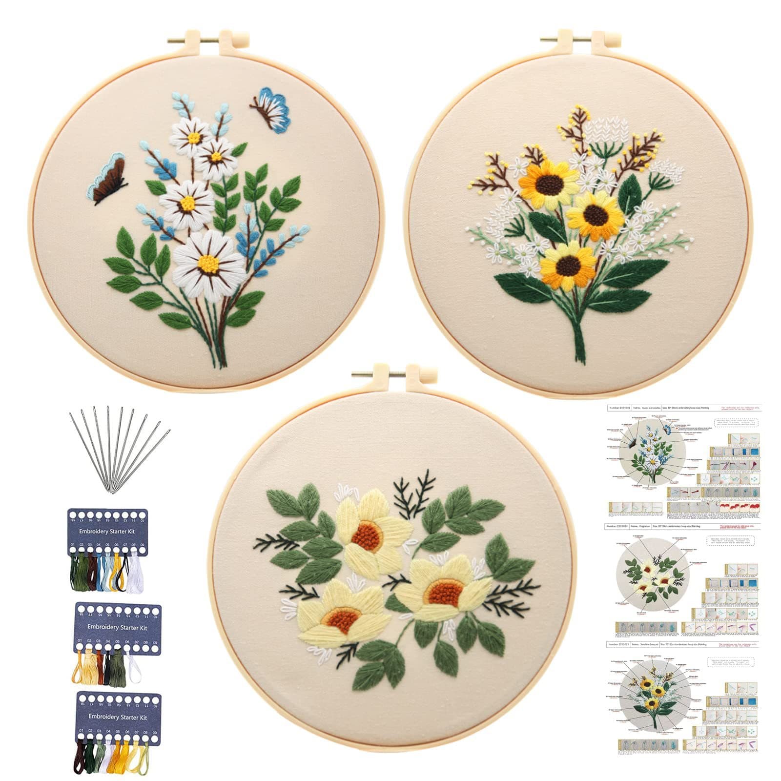 Cross-border hot selling hand embroidery DIY material package for beginners in English to practice needlework and stretch tool kit ready for sale in stock