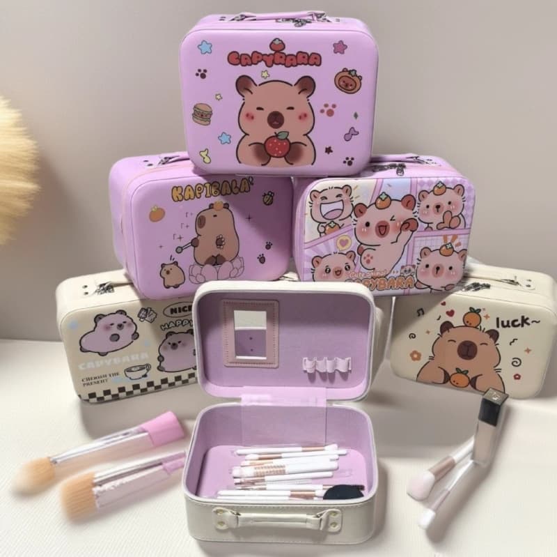 Cartoon Kurome Cosmetic Bag Portable Makeup Brush Large Capacity Capibara Cosmetic Case Skin Care Product Storage Box