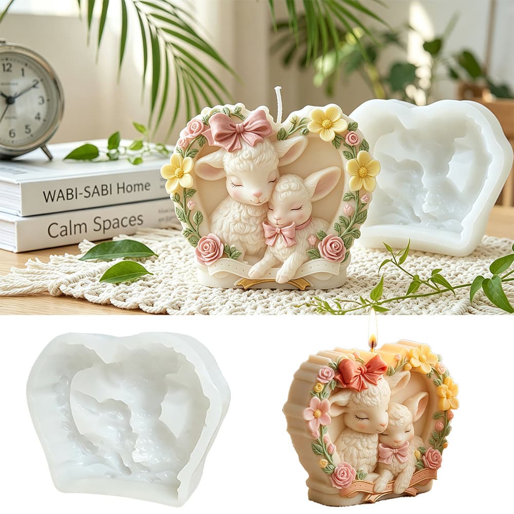 Squeeze Silicone Lamb Heart Mold Easy Clean Candle Plaster Mold Amazon Cross-border Bestseller Handmade Mold