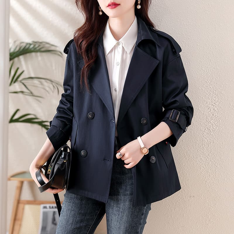 In Stock Real Shot French Light Luxury Petite Trench Coat Women 2024 Autumn New Fashion Youthful Slimming Top