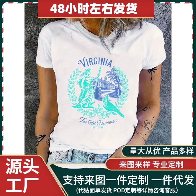 Virginia Proud Women's T-Shirt Elegant Summer T-Shirt Featuring the Symbolic Virginia State Flag