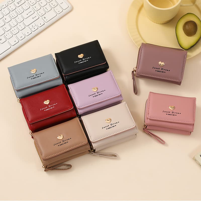Large capacity Korean style women's wallet short fashion cute coin purse can hold lipstick keys portable small wallet for women
