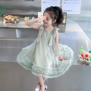 Girls' Summer Dress 2026 New Fashionable Tuxedo Vest Sweet Tutu Princess Dress for Baby Girls