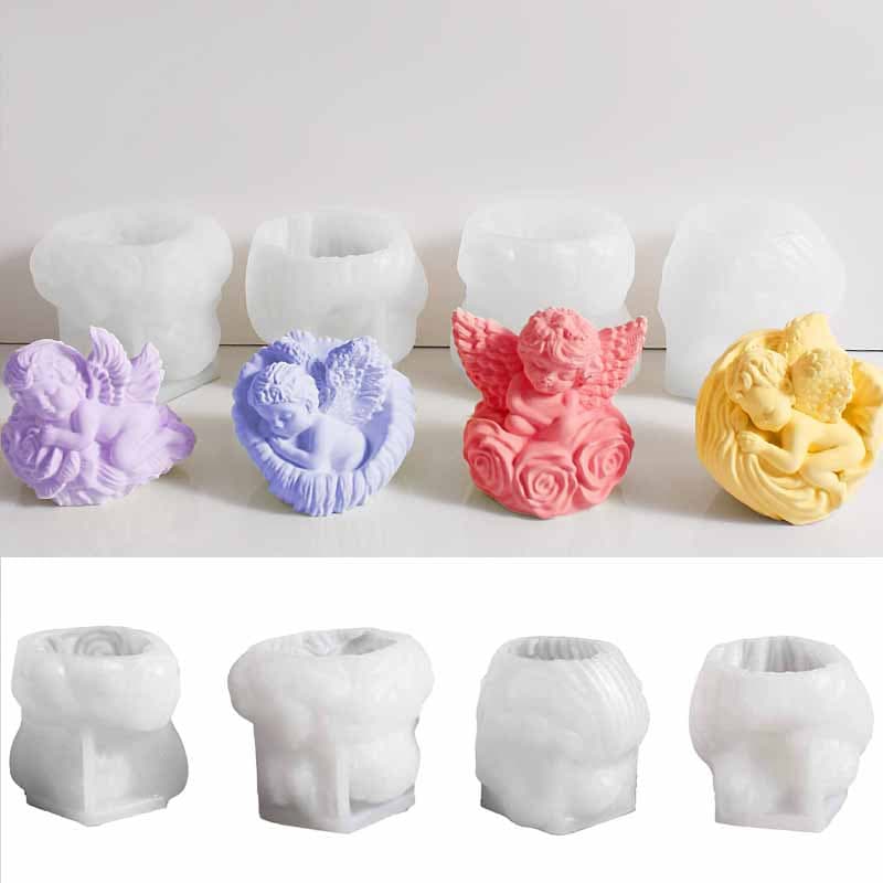 DIY Rose Angel Scented Candle Mold Crystal Plaster Resin Home Decoration Silicone Mold
