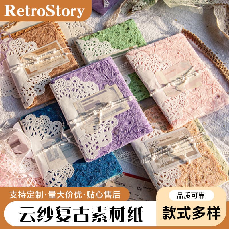 RetroStory Cloud Veil Vintage Scrapbooking Material Paper Decoration Base Wrapping Itabag DIY Material Kit Decorative Background Paper
