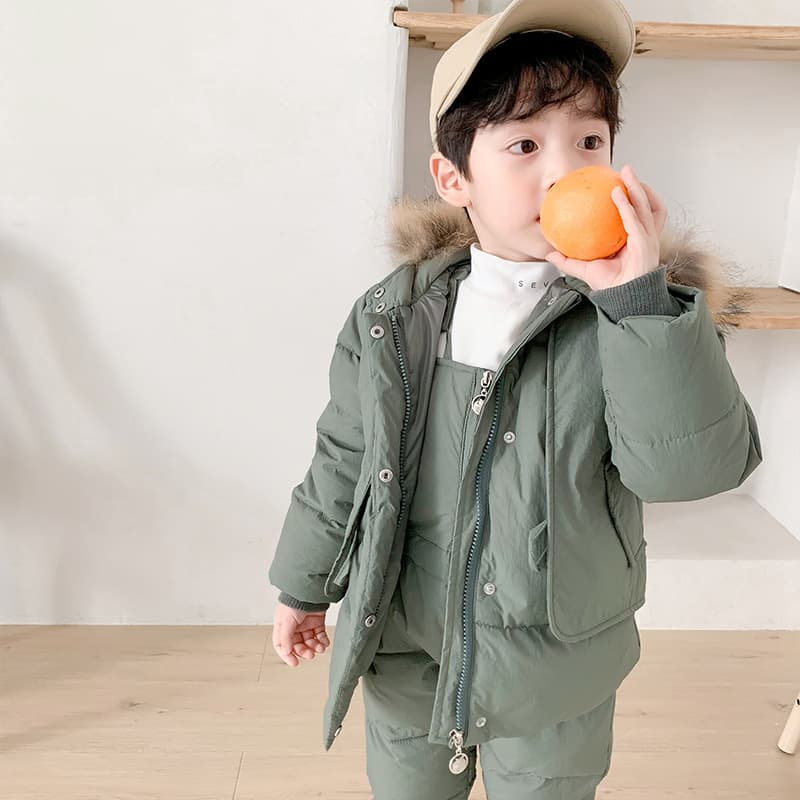 Baby Downy Velvet Suit Set 2022 New Winter Outfit for Toddlers, Boys' Jacket and Girls' Suspender Pants 2-Piece Set