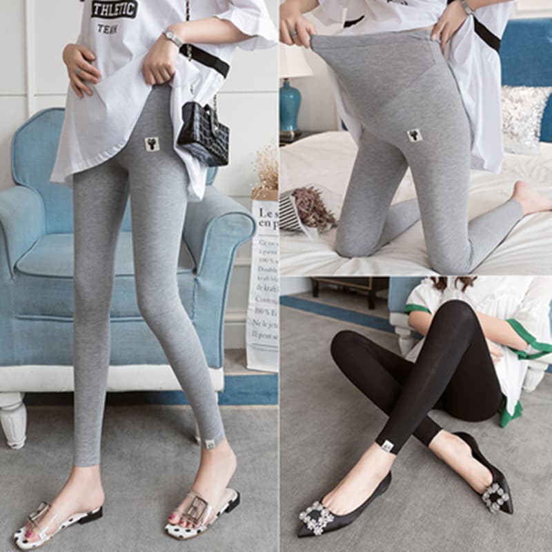 Maternity leggings for autumn and winter, petite women's maternity safety pants, spring fleece-lined and thickened warm pants, not tight on the belly.