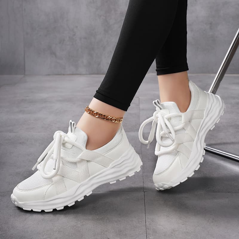 2025 Summer New Mesh Breathable Sneakers Torre Shoes Women's Korean-Style All-Match Fashionable Thick Sole Height-Increasing Casual Shoes